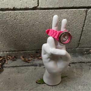 Vintage Pink Rubber + Stainless Steal Hello Kitty Watch
